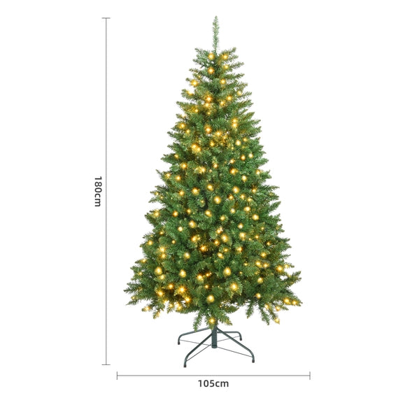 Albero Di Natale Artificiale 180 Cm Verde 300 Luci Led