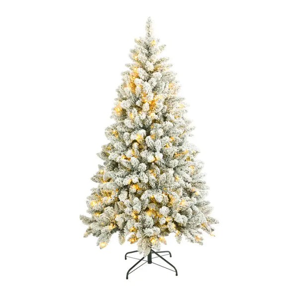 Albero Di Natale Innevato Abete Bianco 180 Cm 300 Luci Led